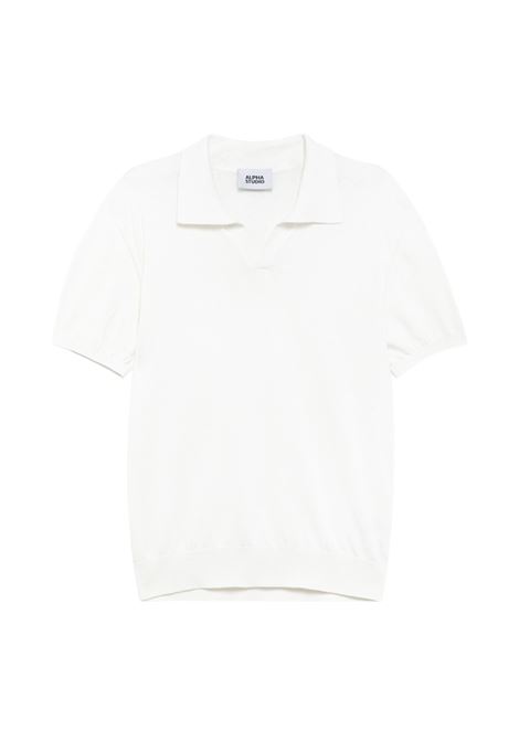 Alpha Studio polo in crepe di cotone bianco senza bottoni ALPHA STUDIO | Polo | AU-5041B1000